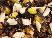 A picture of brussel sprouts with balsamic
