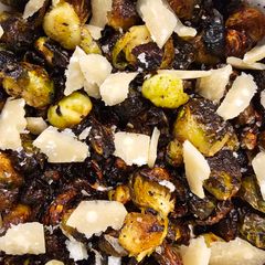 A picture of Roasted Brussel Sprouts with Honey Glaze.