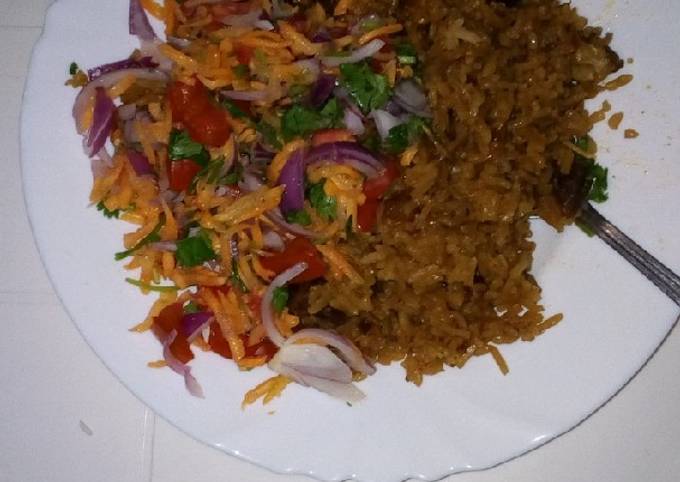 Beef pilau and kachumbari