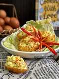 Fried Deviled Egg with Chicken Patty