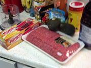 A picture of ground beef and velveeta