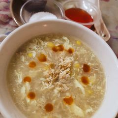 A picture of Chicken corn soup.