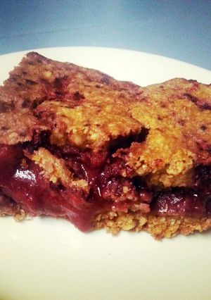 A picture of Healthy Strawberry & Blueberry Oatmeal Protein Bar.