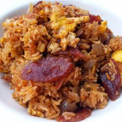 A picture of Spicy Egg And Chinese Sausage Fried Rice.
