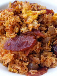 A picture of Spicy Egg And Chinese Sausage Fried Rice.