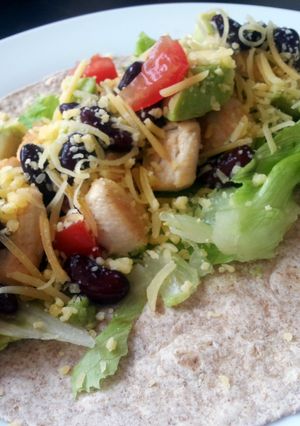 A picture of Healthy, quick and easy chicken wrap.