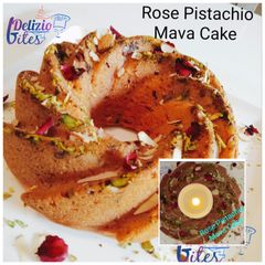 A picture of Rose Pistachio Mava Cake.