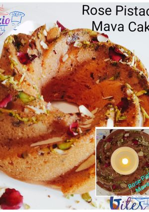 A picture of Rose Pistachio Mava Cake.