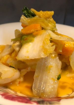 Hình của món Kim chi cải thảo bí đao.