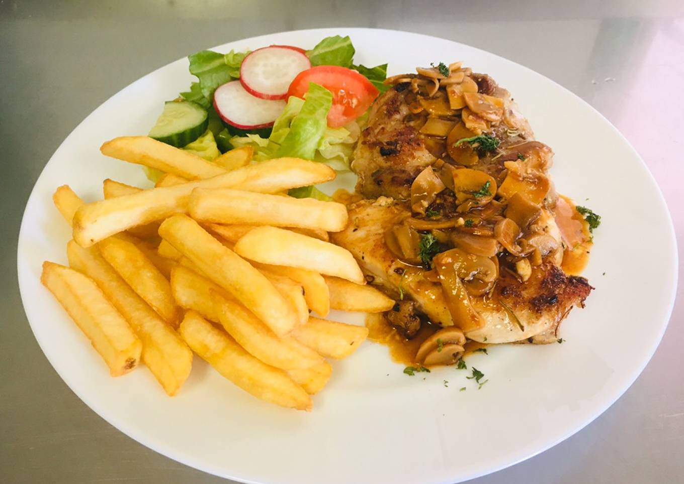 Rosemarry Chicken Steak With Mushrooms Sauce