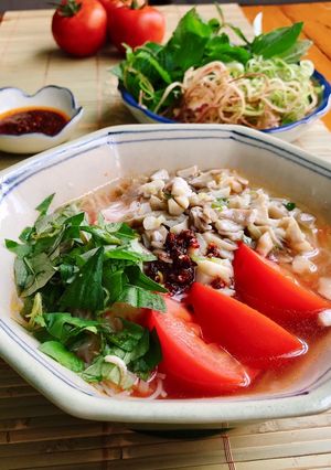 Hình của món Bún nấm nước lèo (bún hến nước lèo chay).