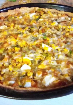 Una foto de Tarta de verduras orgánicas 🌽🍈🥕y con masa casera