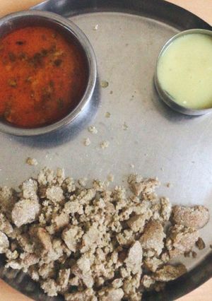 A picture of Spicy Achari Daal Baati.