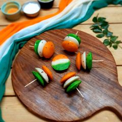 A picture of Tricolor mini Idli - kids favorite - Tiffin Recipe.