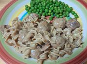 A picture of meatballs cream of mushroom soup