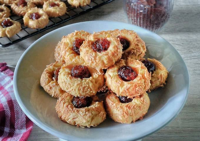 Recipe: Yummy Strawberry Cheese Thumbprint Cookies