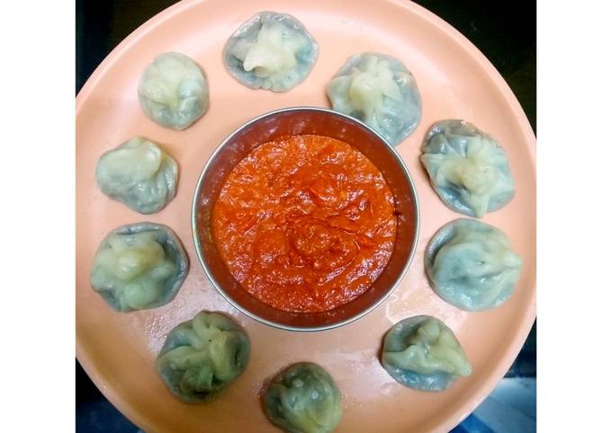 Cabbage steamed momos(with pictures) and Chutney