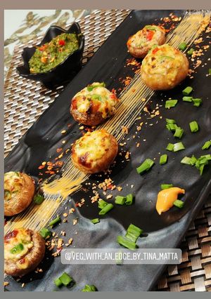 A picture of Cheesy Italian mushrooms.