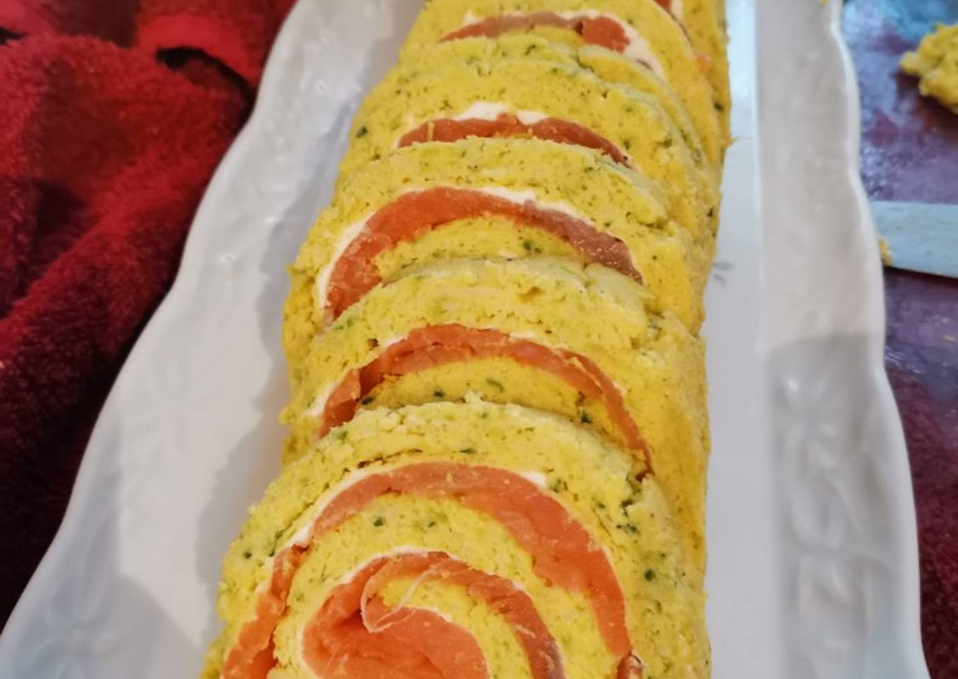 Roulé de courgette au saumon fumé