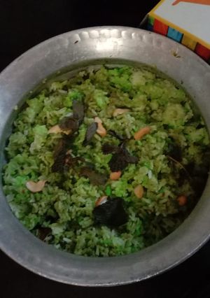 A picture of Spicy Coriander Mint Pulao.