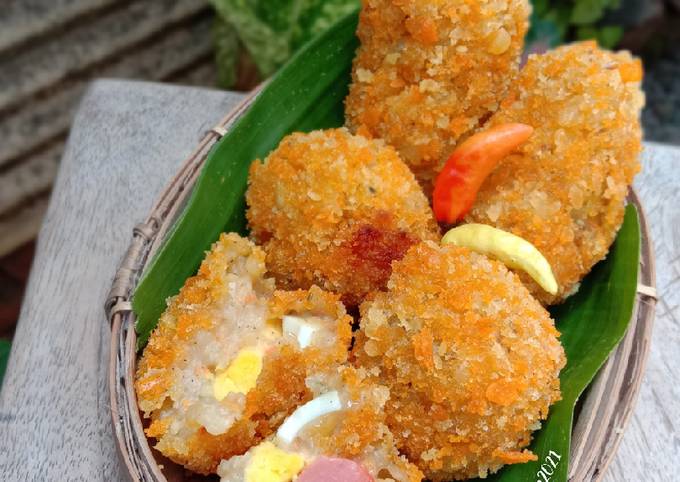 Kroket Kentang Isi Telur dan Sosis