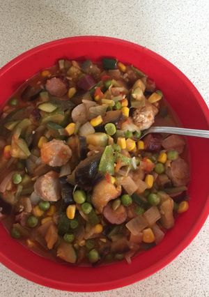A picture of Budget Vegetable and Sausage Curry.