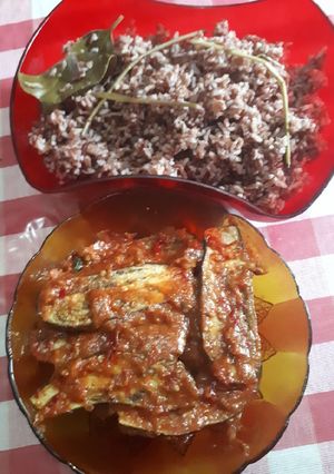 Foto resep Pecel terong panggang dan nasi liwet beras merah