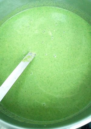 A picture of Spinach and vegetables soup.