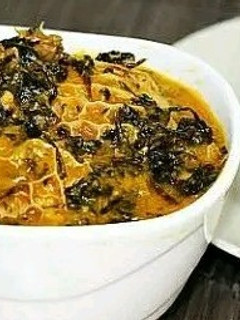 A picture of Bitter leaf soup (ofe onugbu).