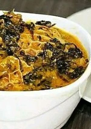 A picture of Bitter leaf soup (ofe onugbu).
