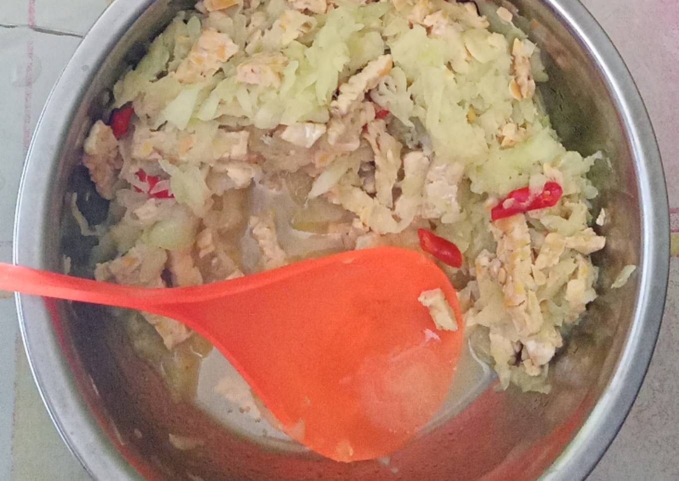 Tumis labu pake tempe