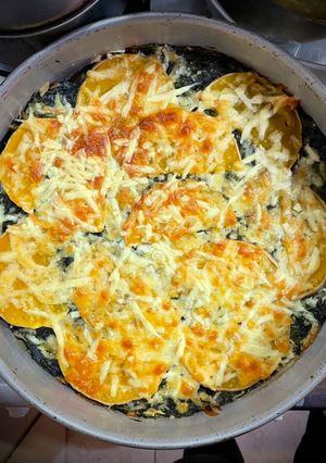 Una foto de Calabaza con espinaca y queso 🧀
