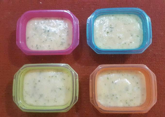MPASI 6m nasi tim BERAS PUTIH, WORTEL, BAYAM, KEJU