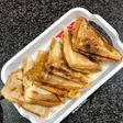 Potato sandwich with leftover chicken