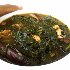 A picture of Blue Whiting (Panla)Ewedu Soup.