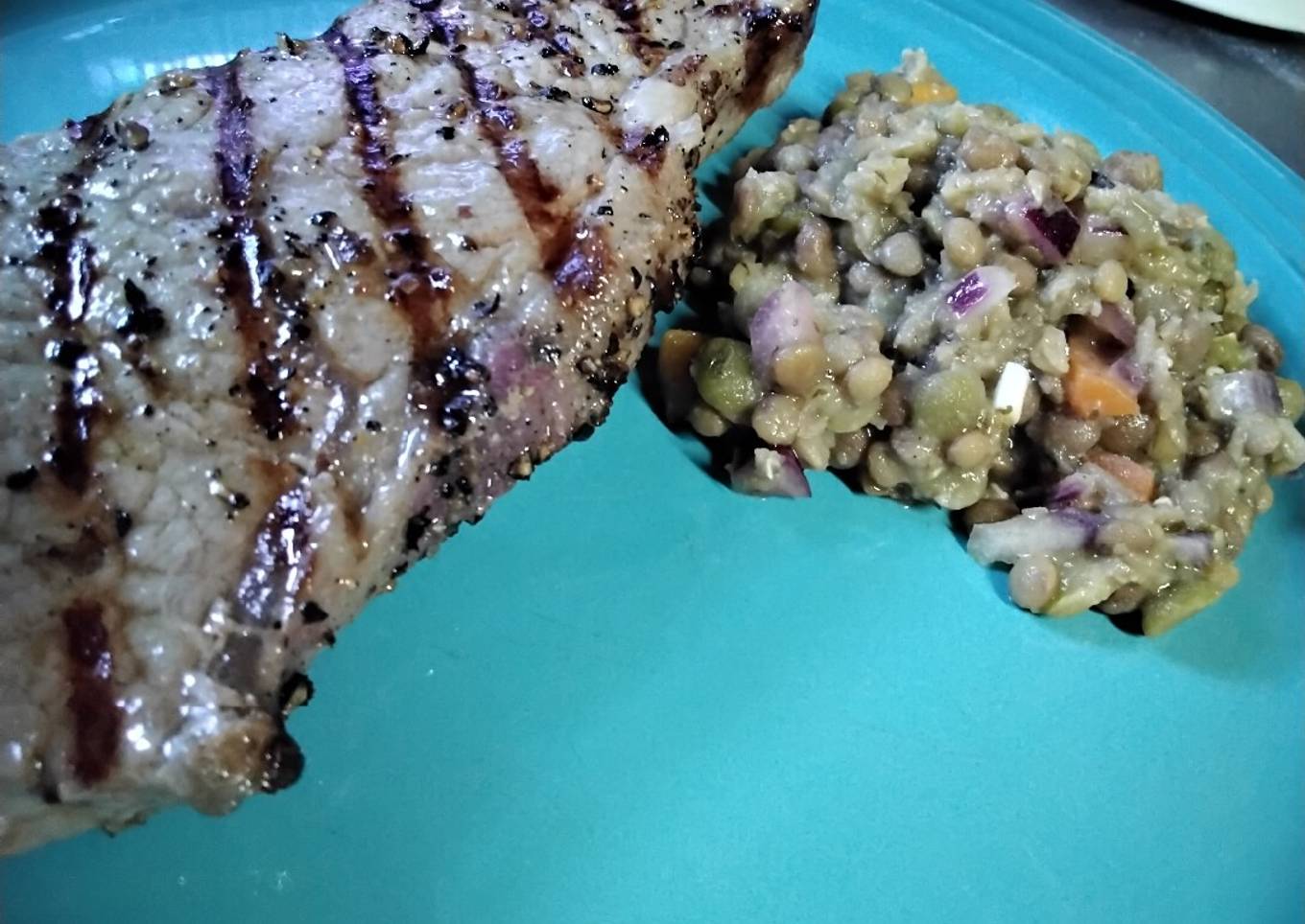 Sirloin Steak with Lentil Salad