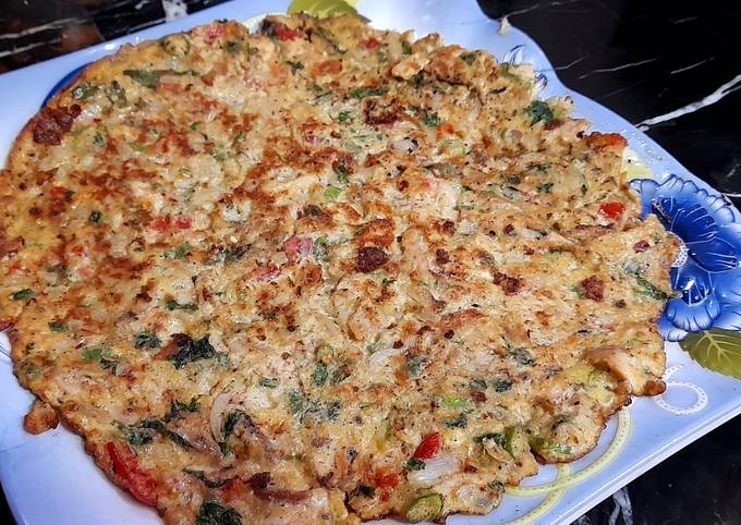 Chicken vegi creamy Omelet Recipe