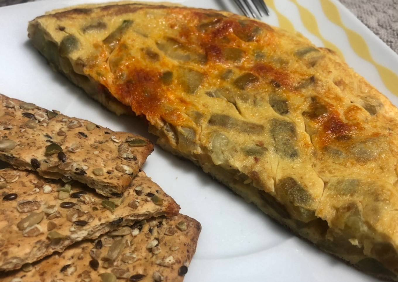 Tortilla de calabacín con sobrasada
