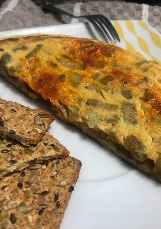 Una foto de Tortilla de calabacín con sobrasada