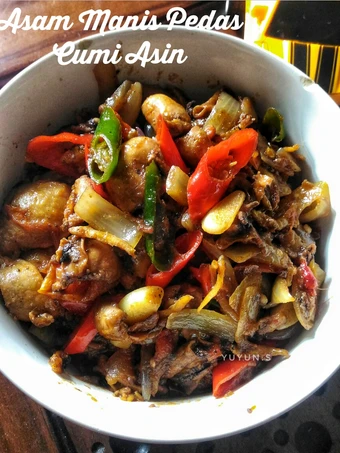 Cara Mudah Membikin Resep  Asam manis pedas cumi asin yang Lezat Sekali, Menggugah Selera