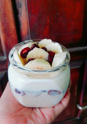 Foto resep Overnight Oats cranberries and Yoghurt