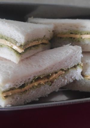 A picture of Chutney Cheese Sandwich 😋.