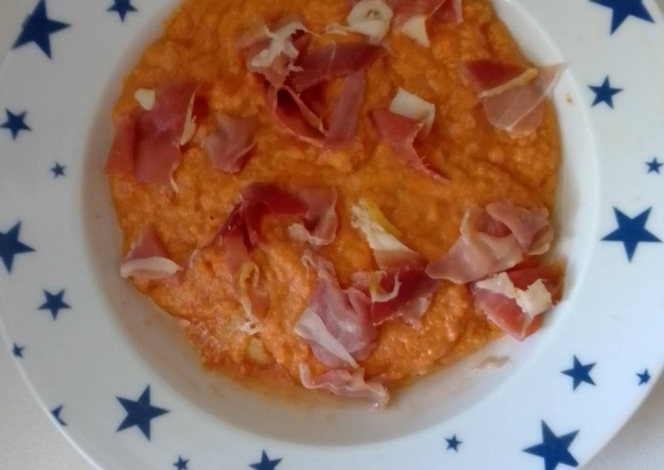Sopa fría de tomate, pan y jamón (salmorejo a mi aire) 😷😜