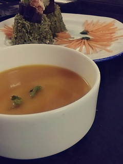 A picture of Iced carrot and orange soup.