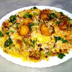 Aloo dum biryani A picture of Aloo dum biryani.