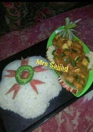 A picture of Sweet and Sour Chicken Apple with Cumin Rice#CookpadApp.