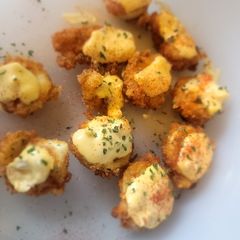A picture of Deep Fried Deviled Quail Eggs.