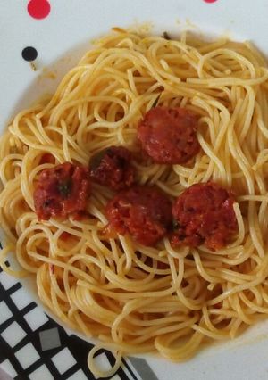 Una foto de Pasta con chorizo