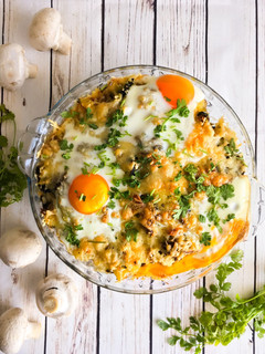 Foto de Gratinado de Batatas, Cogumelos e Ovos