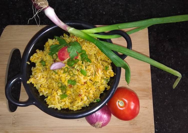 Recipe of Homemade Paneer Bhurji Rice